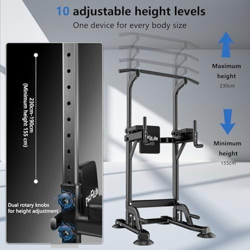 Adjustable Power Tower Dip Station Pull Up Bars Home Gym Rack