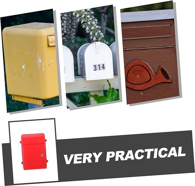 Lockable Wall Mount Mailbox Red – Secure Outdoor Post Box Polypropylene Bin