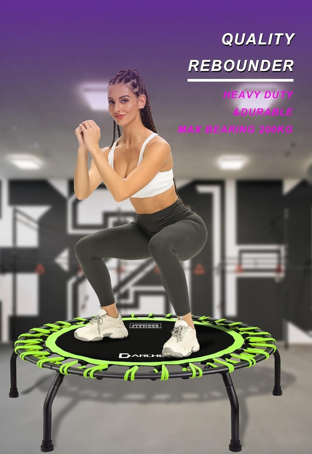 40in Quiet Bungee Rebounder Trampoline Indoor Fitness 150KG