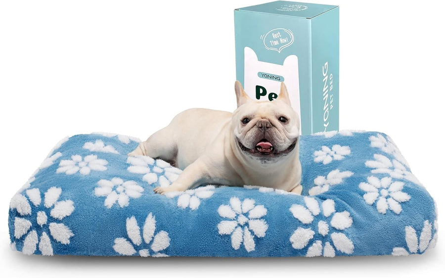 30x20in Dog Bed Washable Crate Mattress Blue Flower