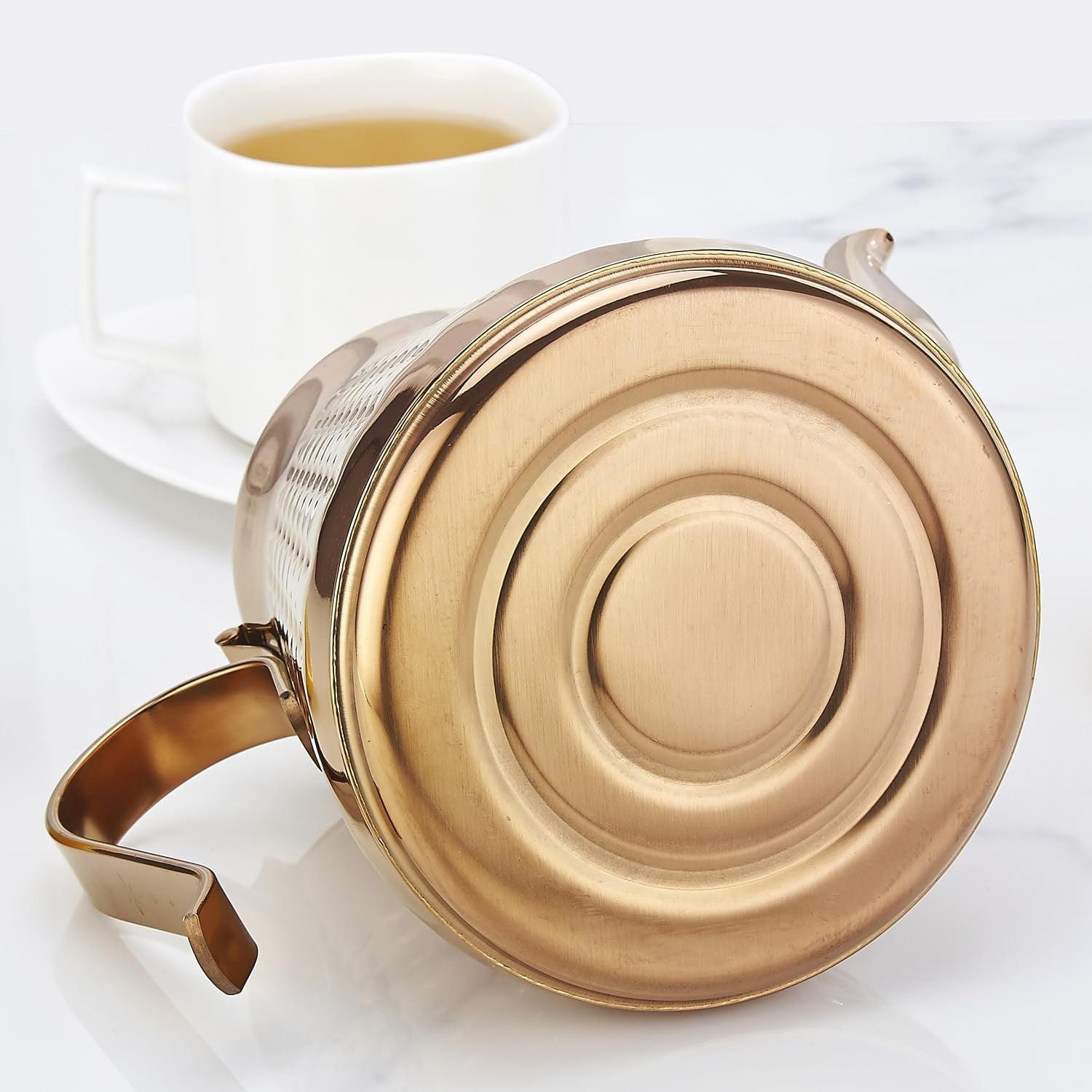 Copper Stainless Steel Teapot 40oz 1.2L w/ Infuser Hammered Finish