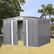 Lockable 10x8ft Metal Garden Shed Tool Storage Grey Outdoor