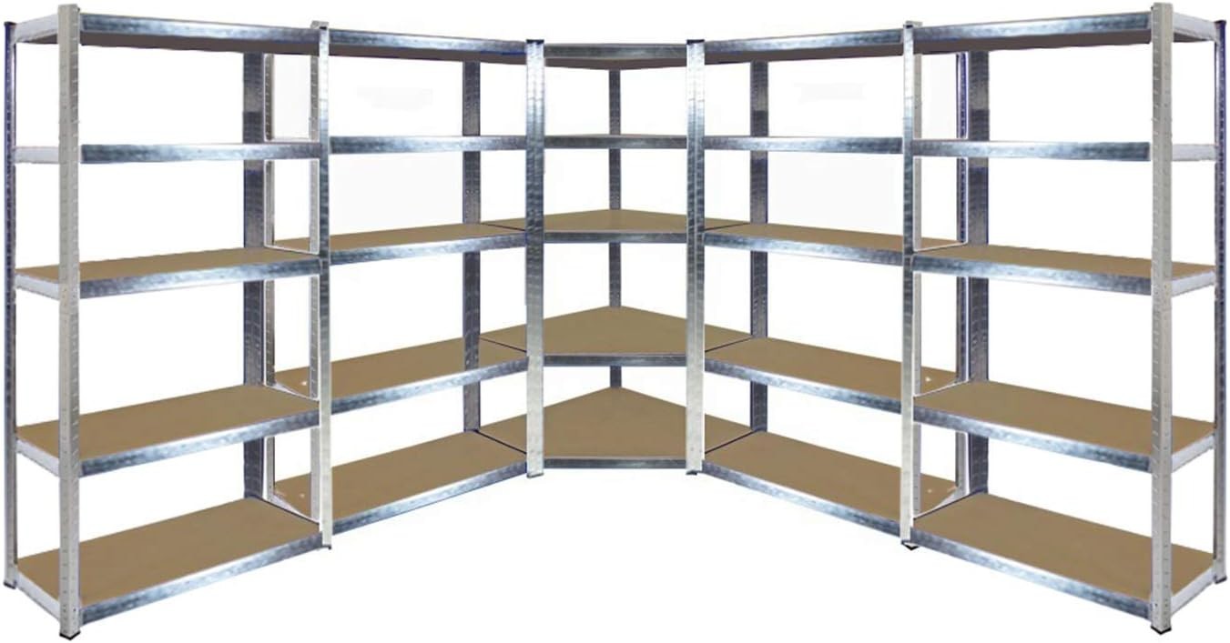 Heavy Duty Galvanised Corner Shelf Unit L-Shape 180x90/70x40cm 175KG