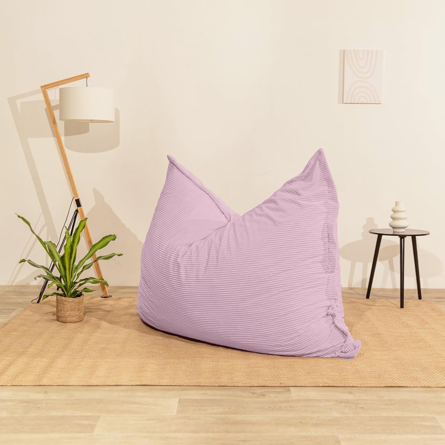 XXL Foam Bean Bag Pink Sofa for Adults & Kids – Corduroy Floor Seat 180x140cm