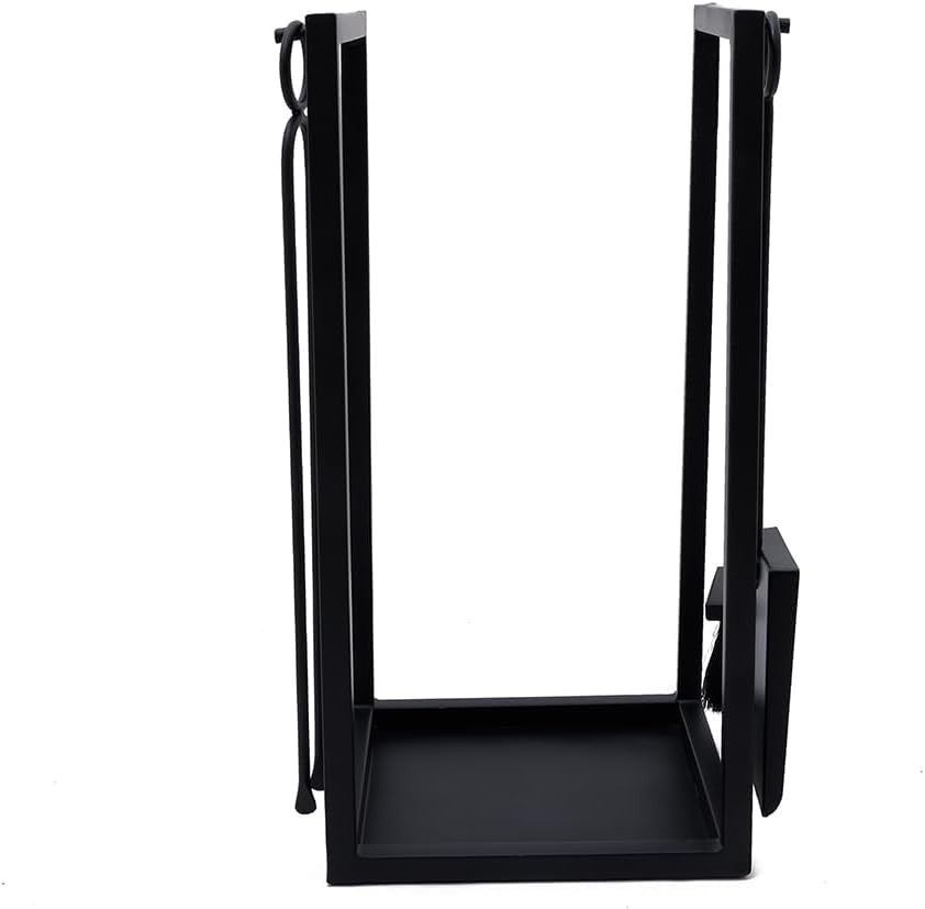 Heavy Duty Fireplace Tool Set with Log Holder & Brush – 60x37x30cm