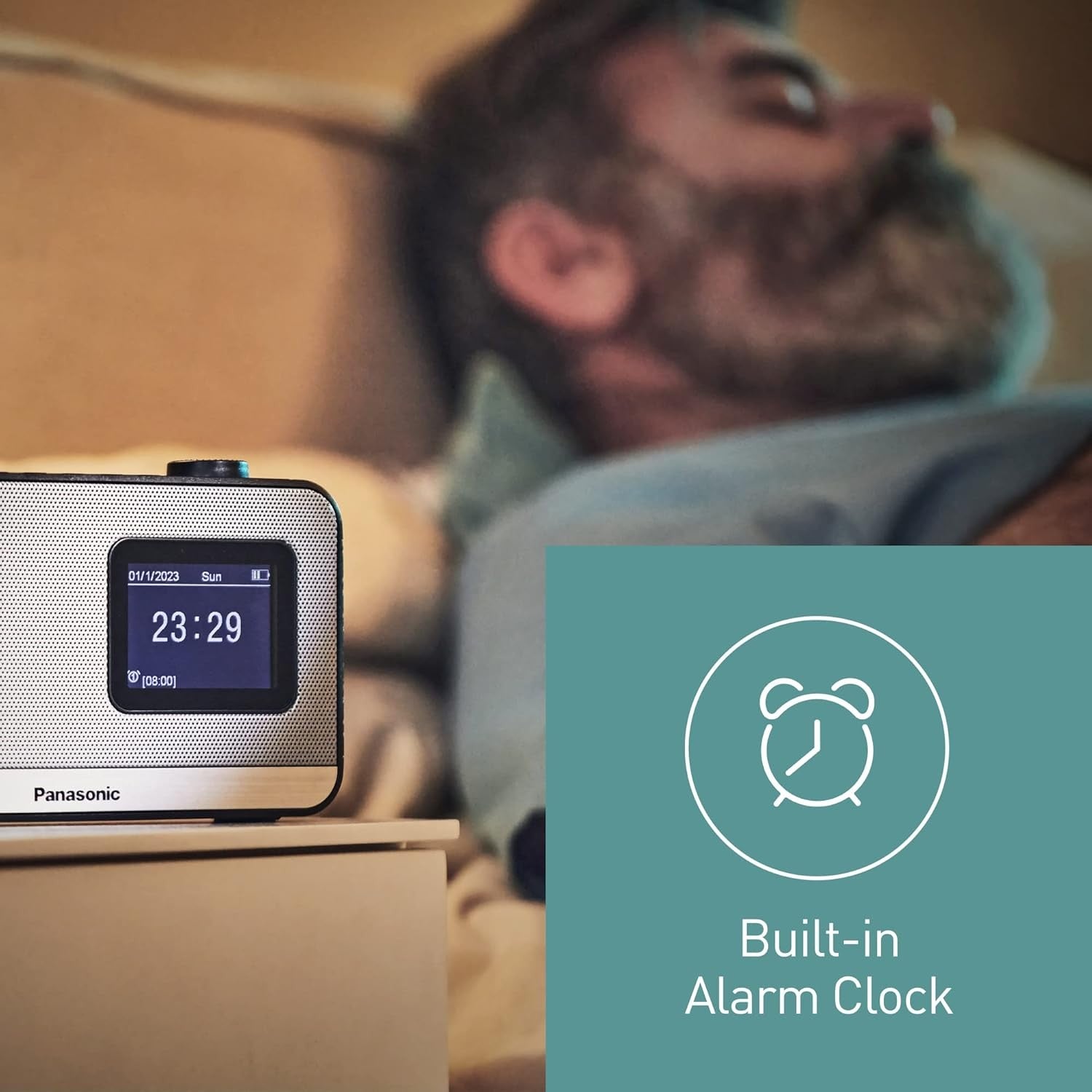 Portable DAB+ FM Radio Bluetooth Alarm Clock Rechargeable Large Display