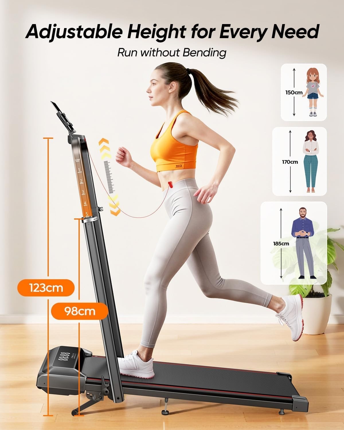 Foldable Treadmill 10km/h with 12% Incline | Under Desk Walking Jogging Home