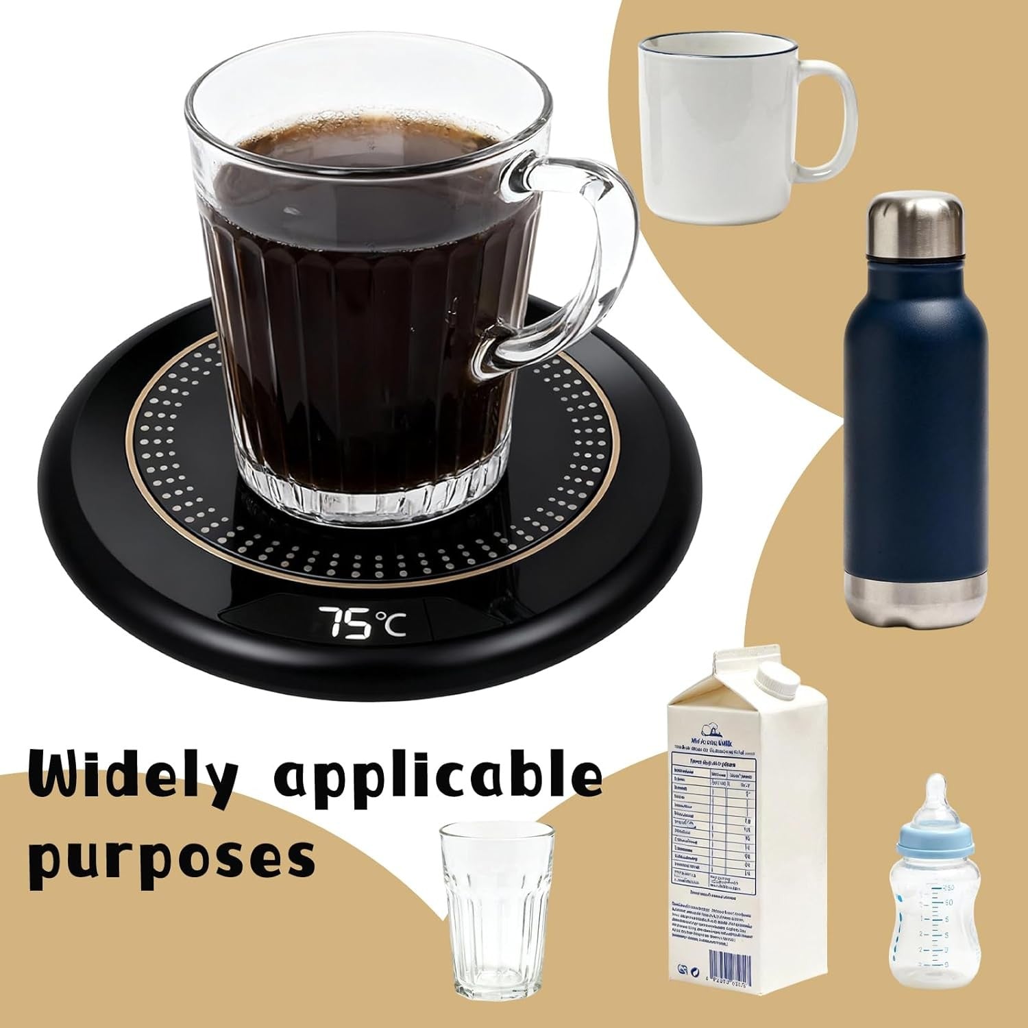 Green USB Coffee Mug Warmer 3 Temp Smart Touch 8H Auto Off
