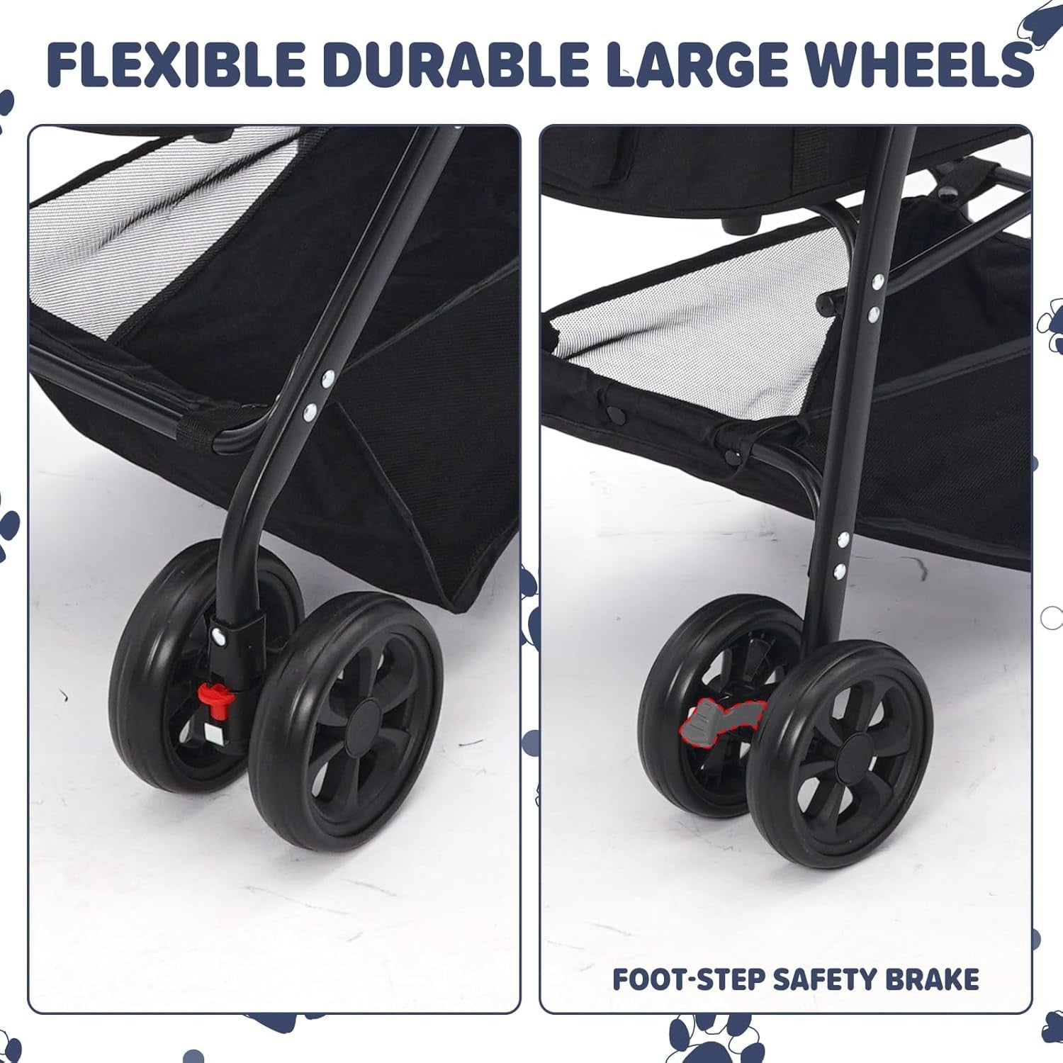 Pet Travel Stroller 3 in 1 Dog Cat Pushchair Folding Carrier Pram Black