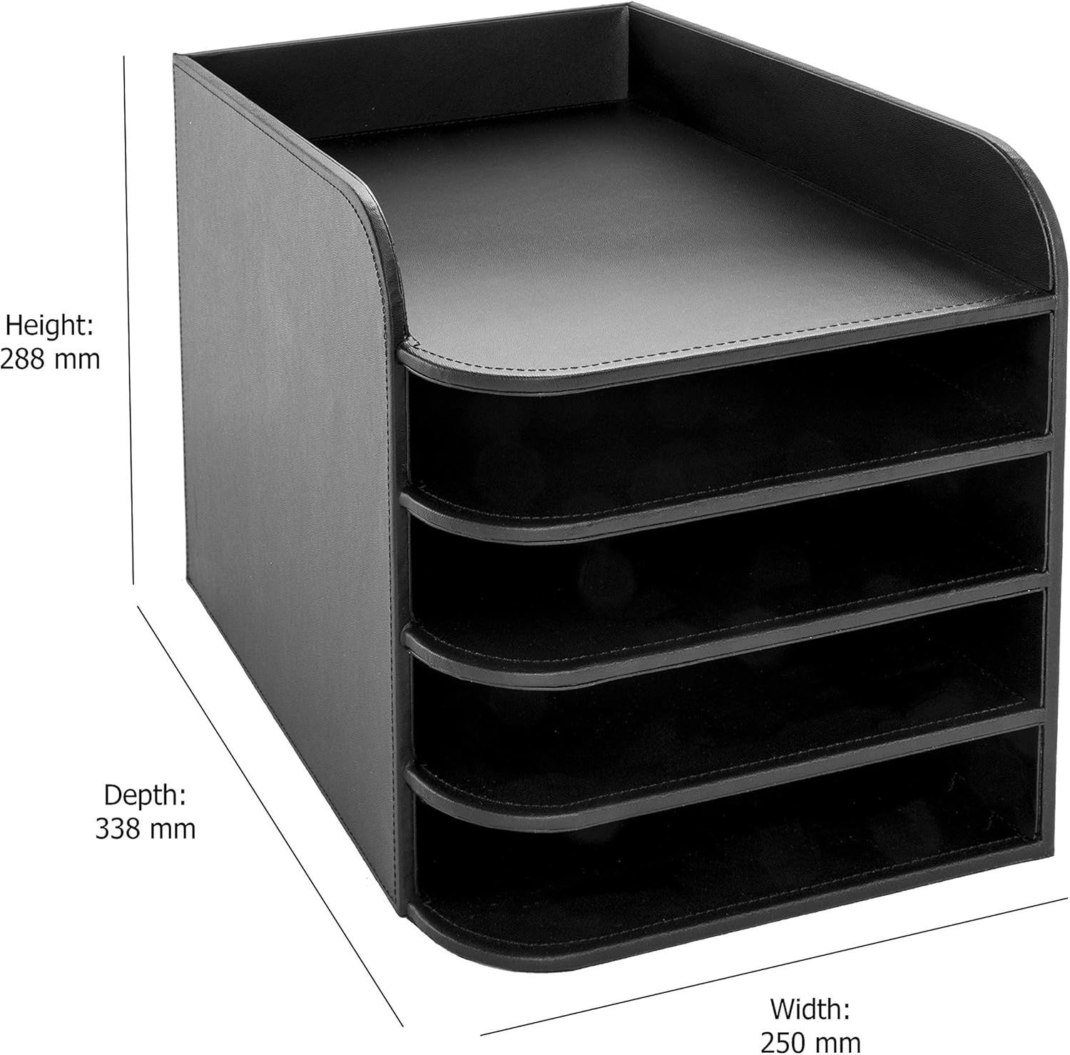 5-Tier Faux Leather Desk Letter Tray A4 File Organiser Paper Storage