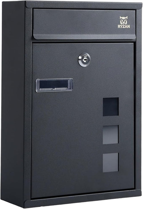 Lockable Wall Mounted Mailbox Outdoor Post Box Waterproof Steel 8.5x21.5x32cm