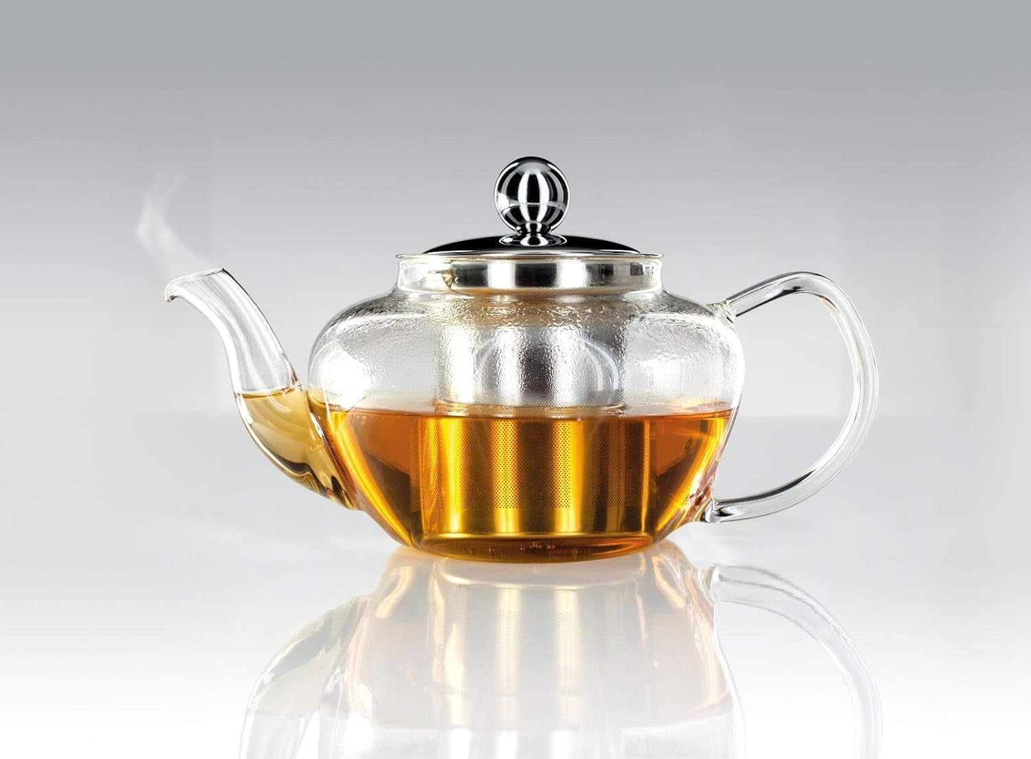 Glass Teapot 600ml Borosilicate Tea Pot Stainless Steel Filter Lid