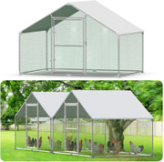 Walk In Chicken Coop 3x2x2m Galvanised Steel Run PE Roof