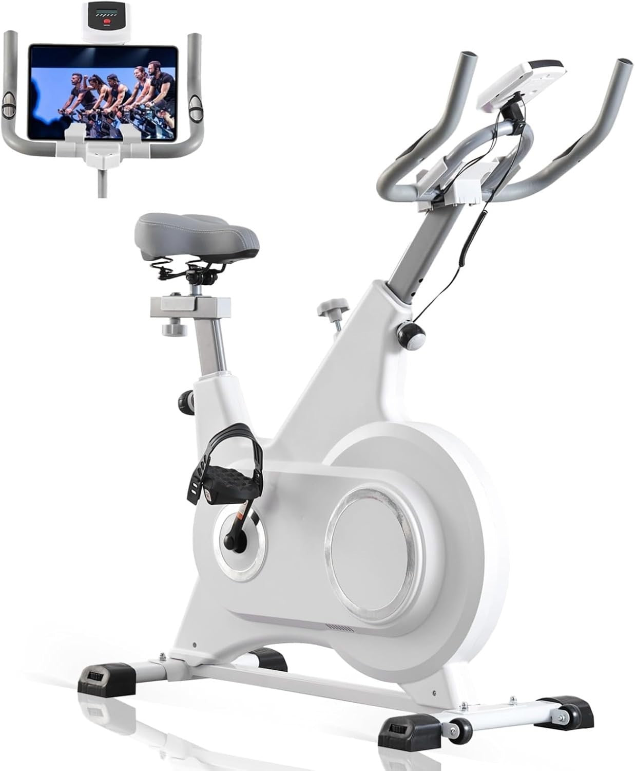 Silent Indoor Spin Bike w/ LCD Monitor, 6kg Flywheel & Adjustable Seat 330lb