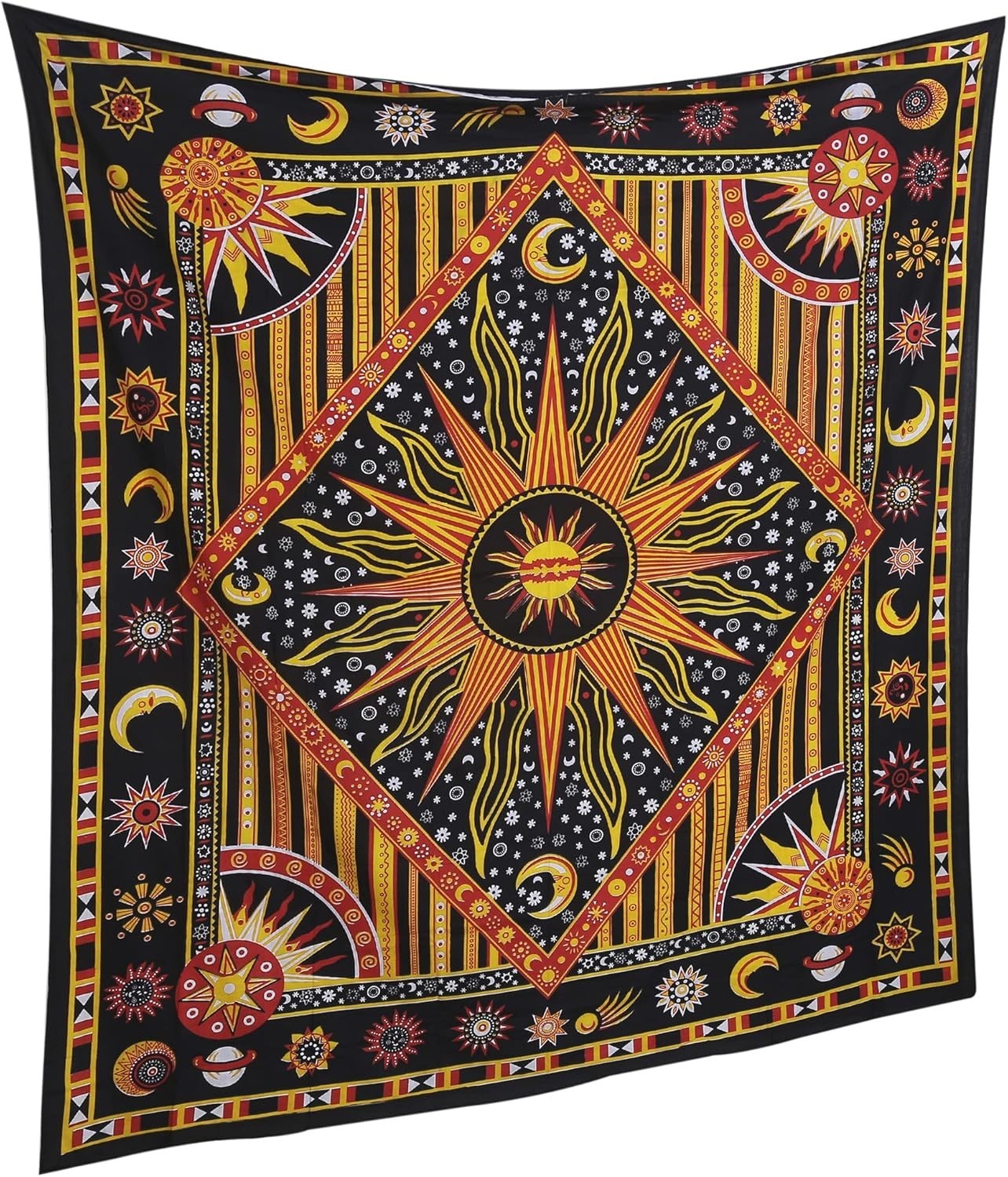 Sun & Moon Mandala Tapestry 137x213cm Boho Wall Hanging Cotton
