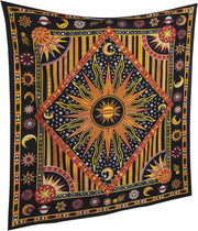Sun & Moon Mandala Tapestry 137x213cm Boho Wall Hanging Cotton