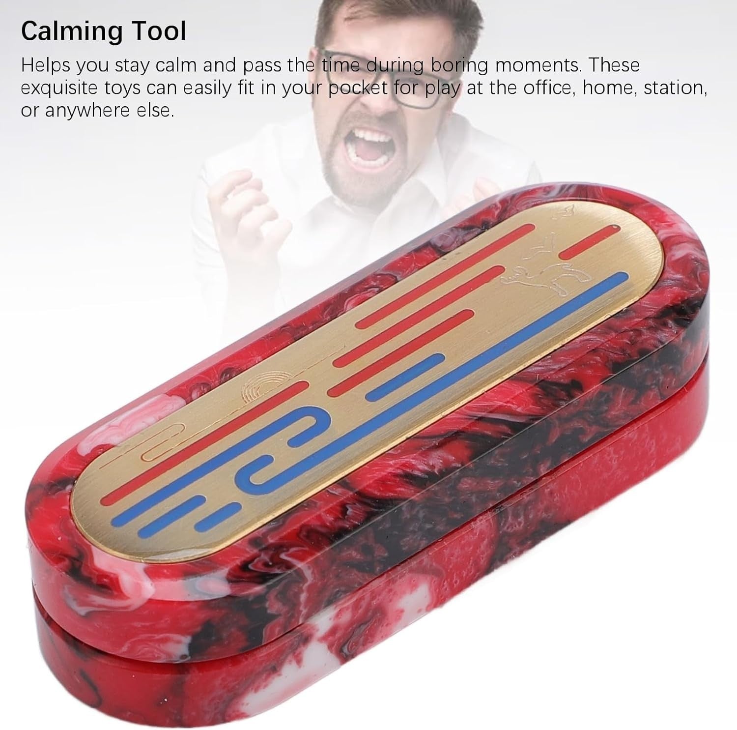 Red Push Card Fidget Slider Mechanical Haptic Stress Relief Pocket Toy