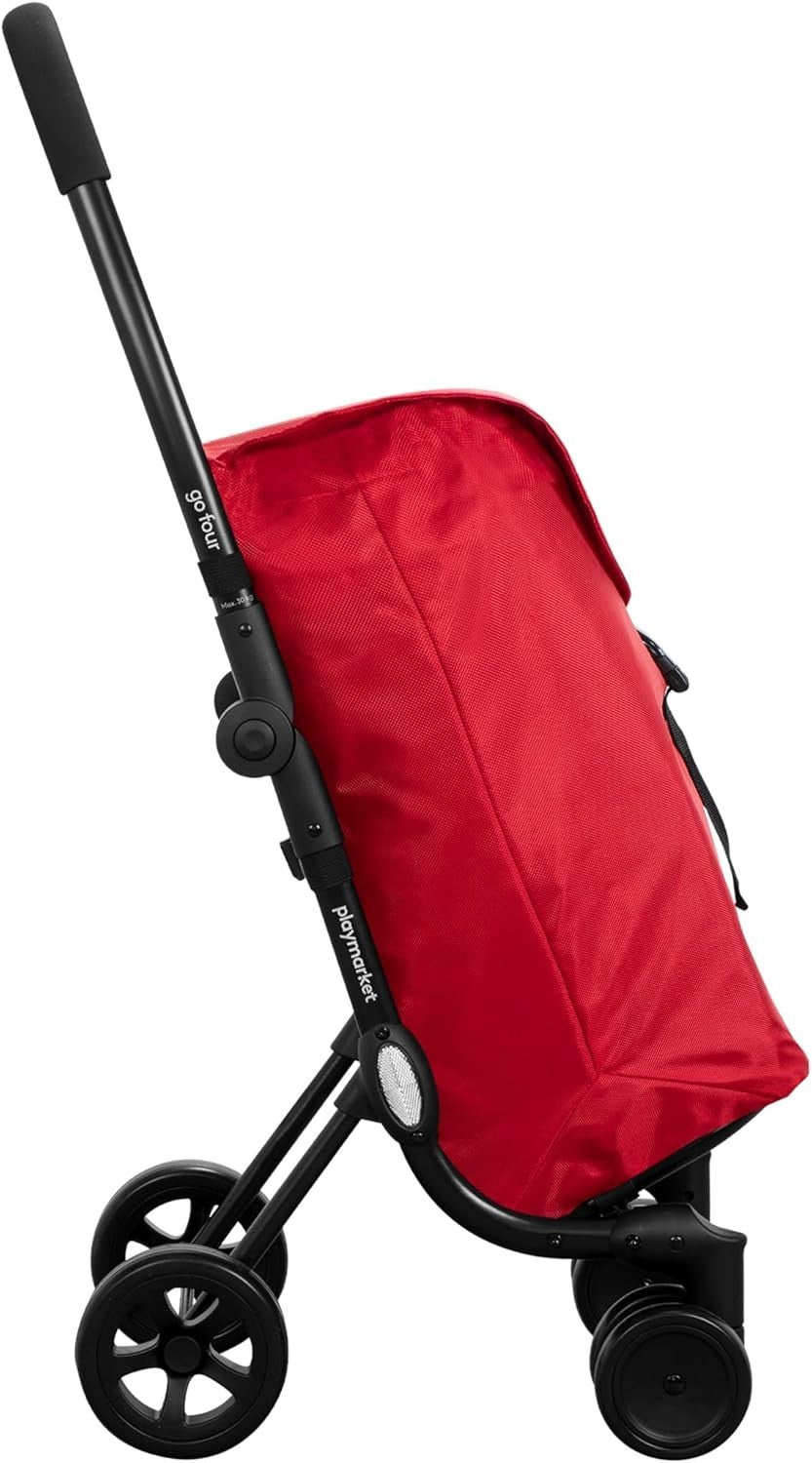 Red Folding 4-to-2 Wheel Shopping Trolley 43L Lightweight Aluminium Cart