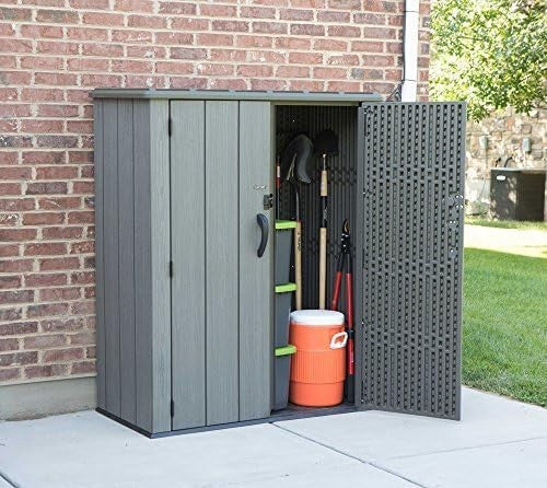 Vertical Garden Storage Shed 53 Cu Ft Waterproof Outdoor Tool Box Brown