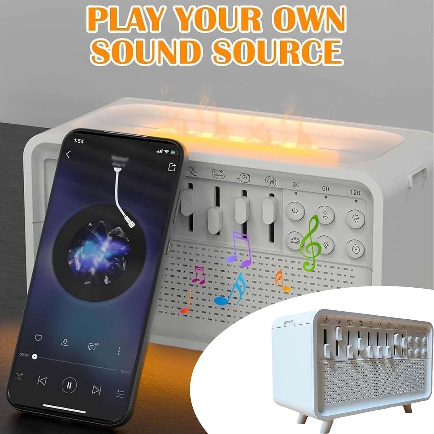 White Noise Sleep Machine with Bluetooth, Humidifier & Night Light