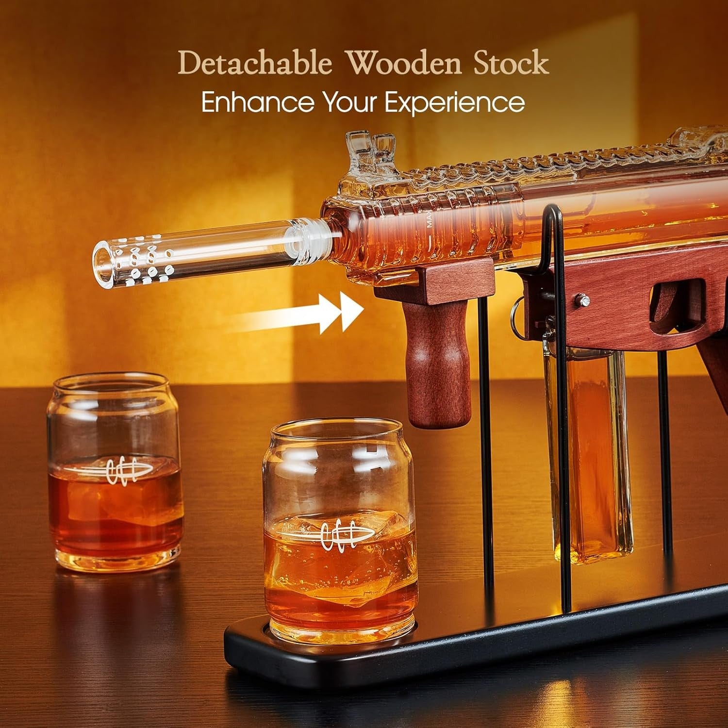 Gun Whiskey Decanter Set with Glasses | 486ml Liquor Dispenser Gift for Men