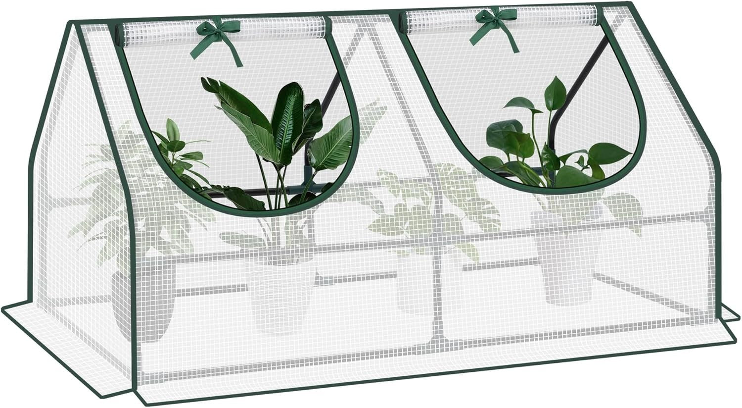 Mini Garden Greenhouse 120x60x60cm White PE Cover with Roll-Up Windows