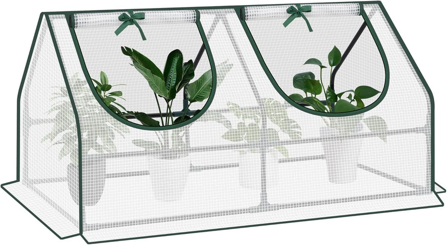 Mini Garden Greenhouse 120x60x60cm White PE Cover with Roll-Up Windows
