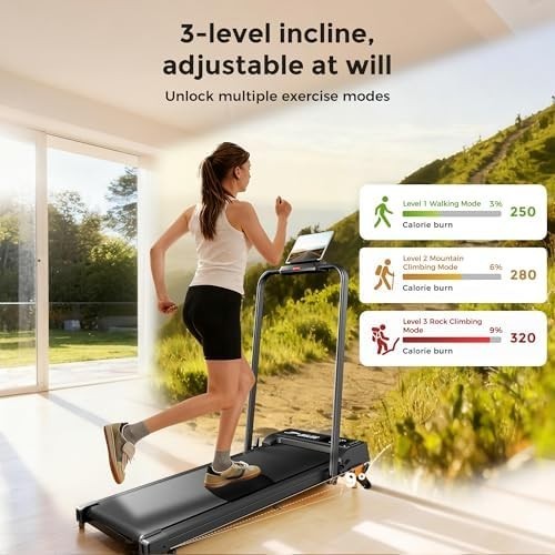 Foldable Treadmill 2.5HP 1-12km/h Incline Under Desk Smart Home Pad