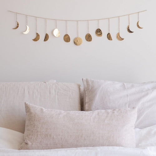 Handmade Gold Moon Phase Wall Decor 36" Celestial Boho Art