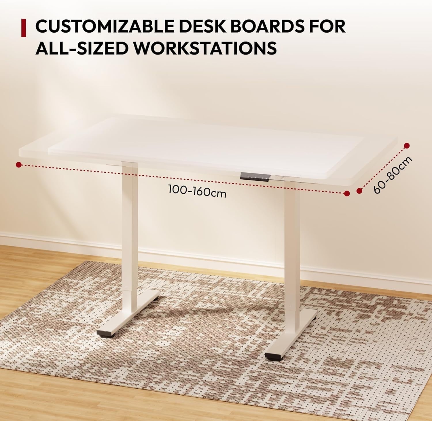 Electric Standing Desk 160x80cm Adjustable Sit Stand Table with Memory & Hooks