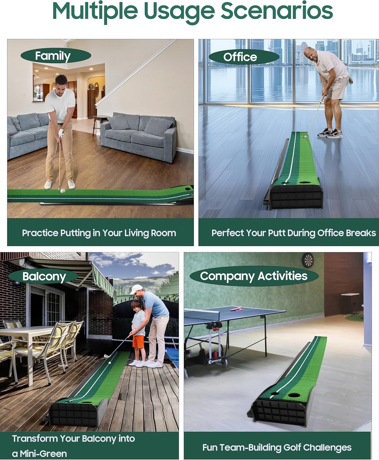Golf Putting Mat Auto Ball Return Indoor Practice Trainer Home Office Garden