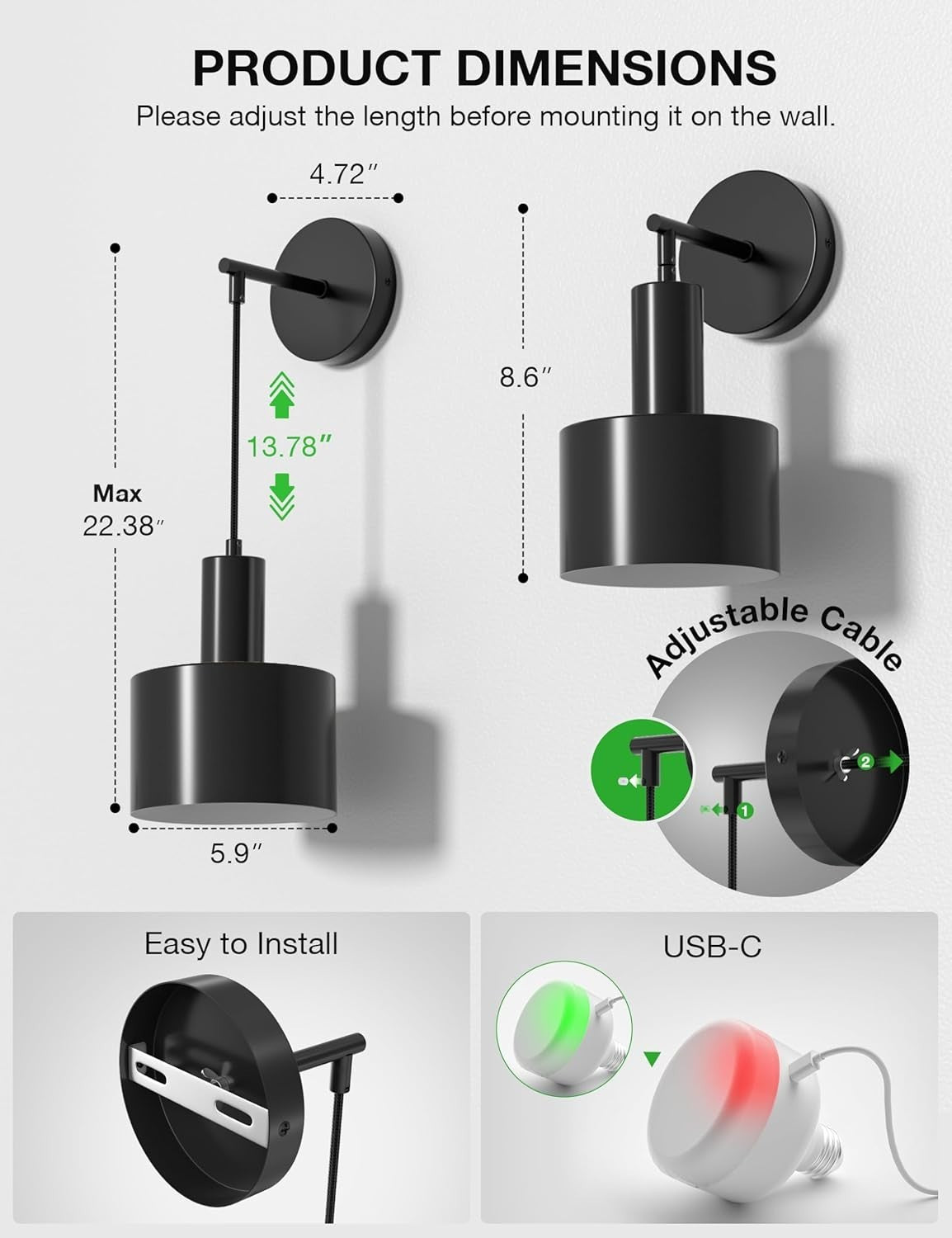 Battery Operated Wall Sconces with 5200mAh, Dimmable 9-Color Light & Remote