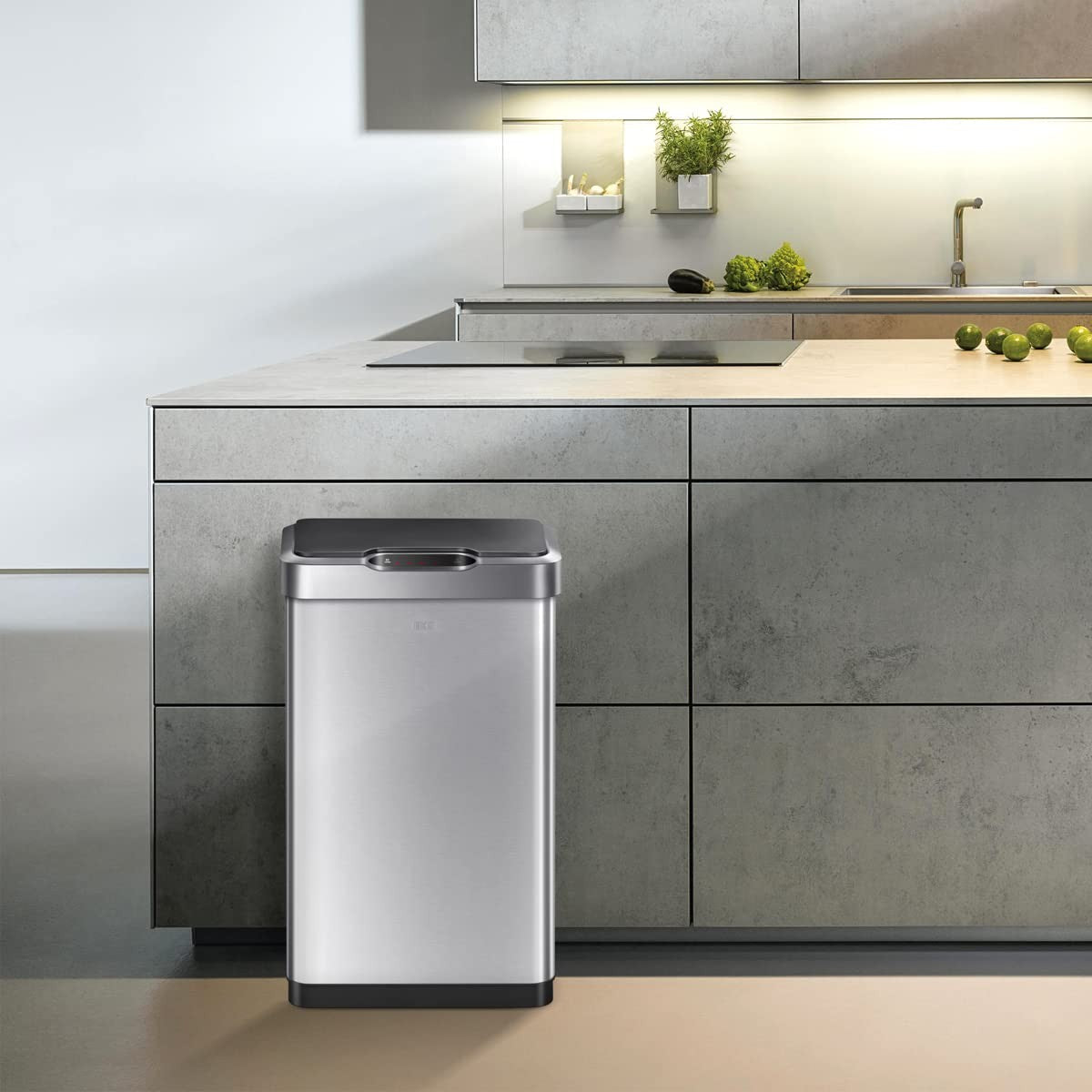 50L Brushed Stainless Steel Sensor Bin Soft Close