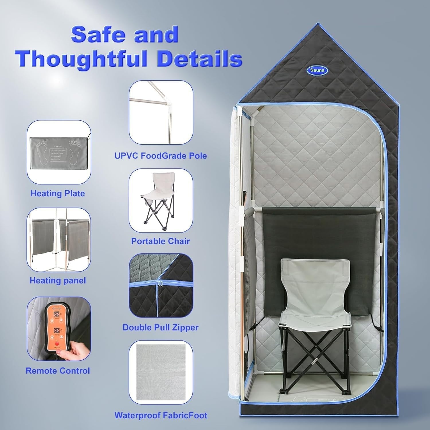 Portable Infrared Sauna Tent w/ Remote & Heated Foot Pad – Home Spa Black