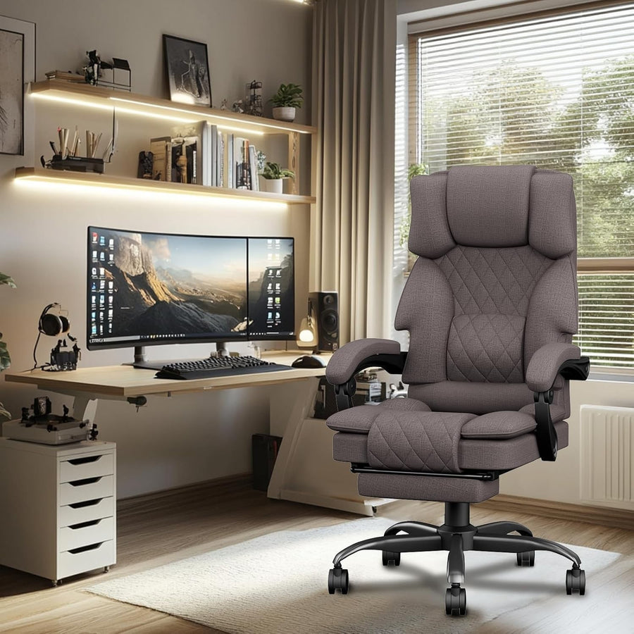 Ergonomic Office Chair Recliner w/ Footrest Adjustable Height Deep Brown 350lb C