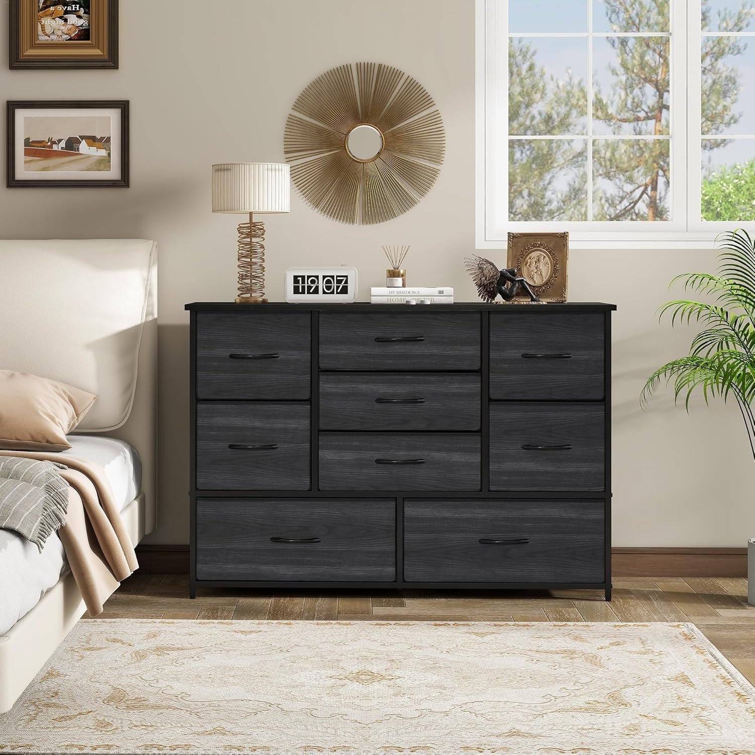 9 Drawer Wooden Dresser Chest Bedroom Storage Organizer TV Stand 29.8"x110"x75cm