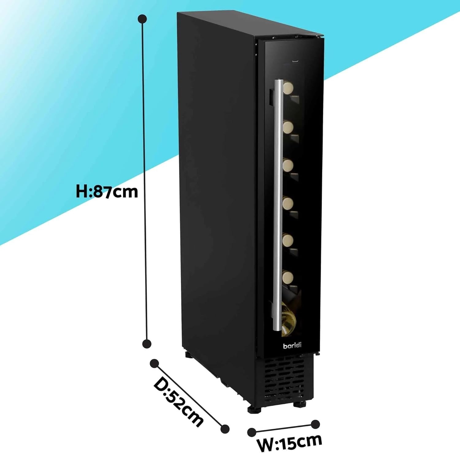 7 Bottle Slim Wine Cooler Fridge Digital Touch Control Quiet Under Counter