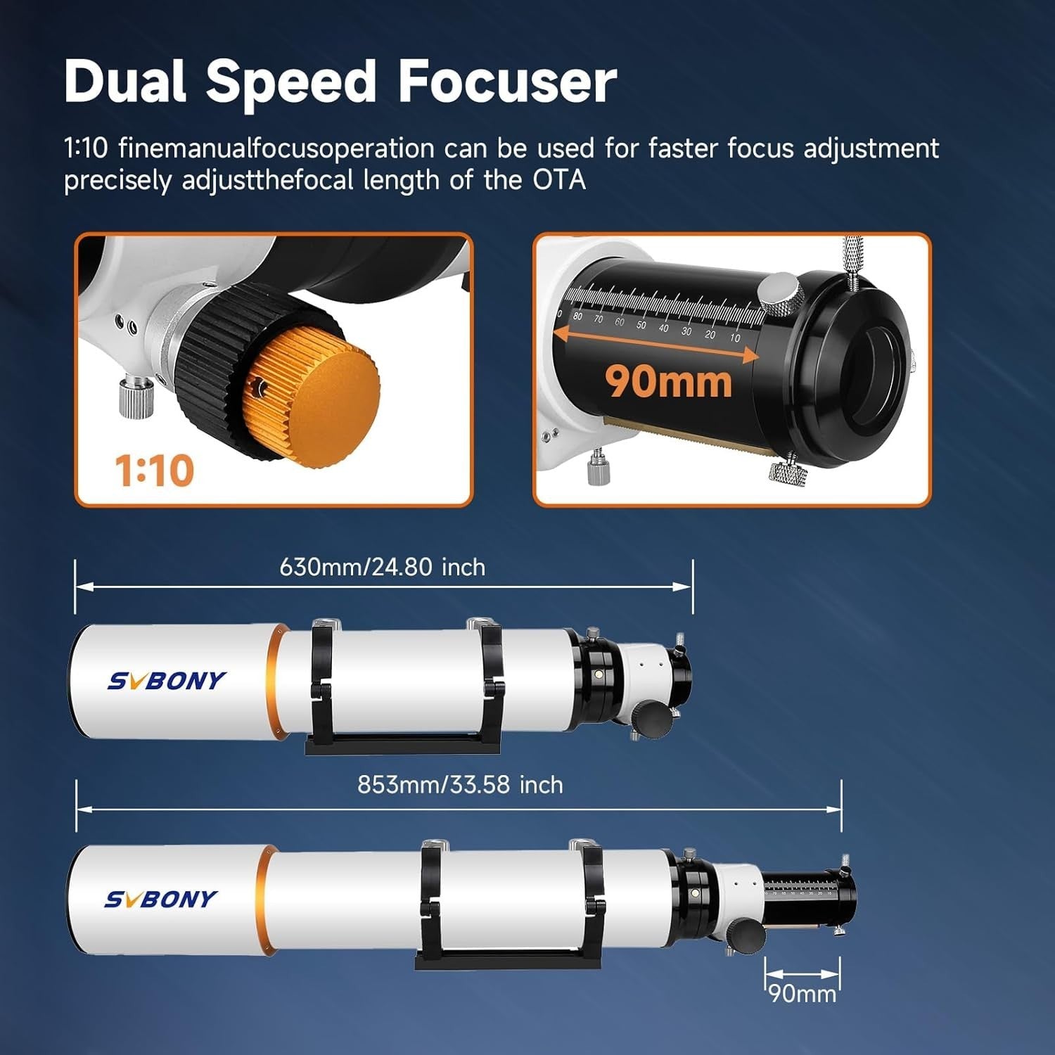 SV503 102MM F7 ED Refractor Telescope OTA White Dual-Speed Focuser