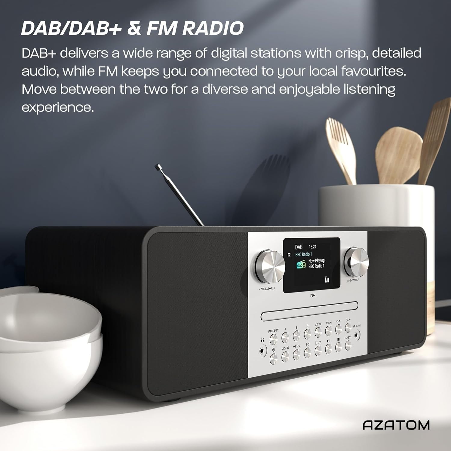 DAB/DAB+ FM Digital Radio CD Player Bluetooth USB 60W Home Audio