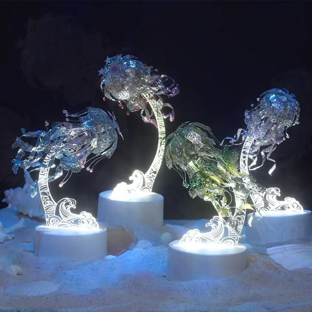 3D Metal Jellyfish Puzzle Kit Adult DIY Ocean Decor Model Gift Craft