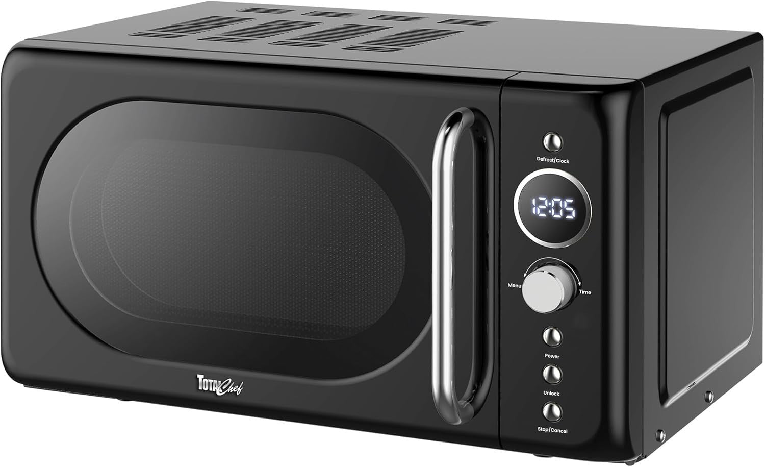 700W Digital 20L Retro Microwave Oven Black LED 8 Modes Glass Turntable