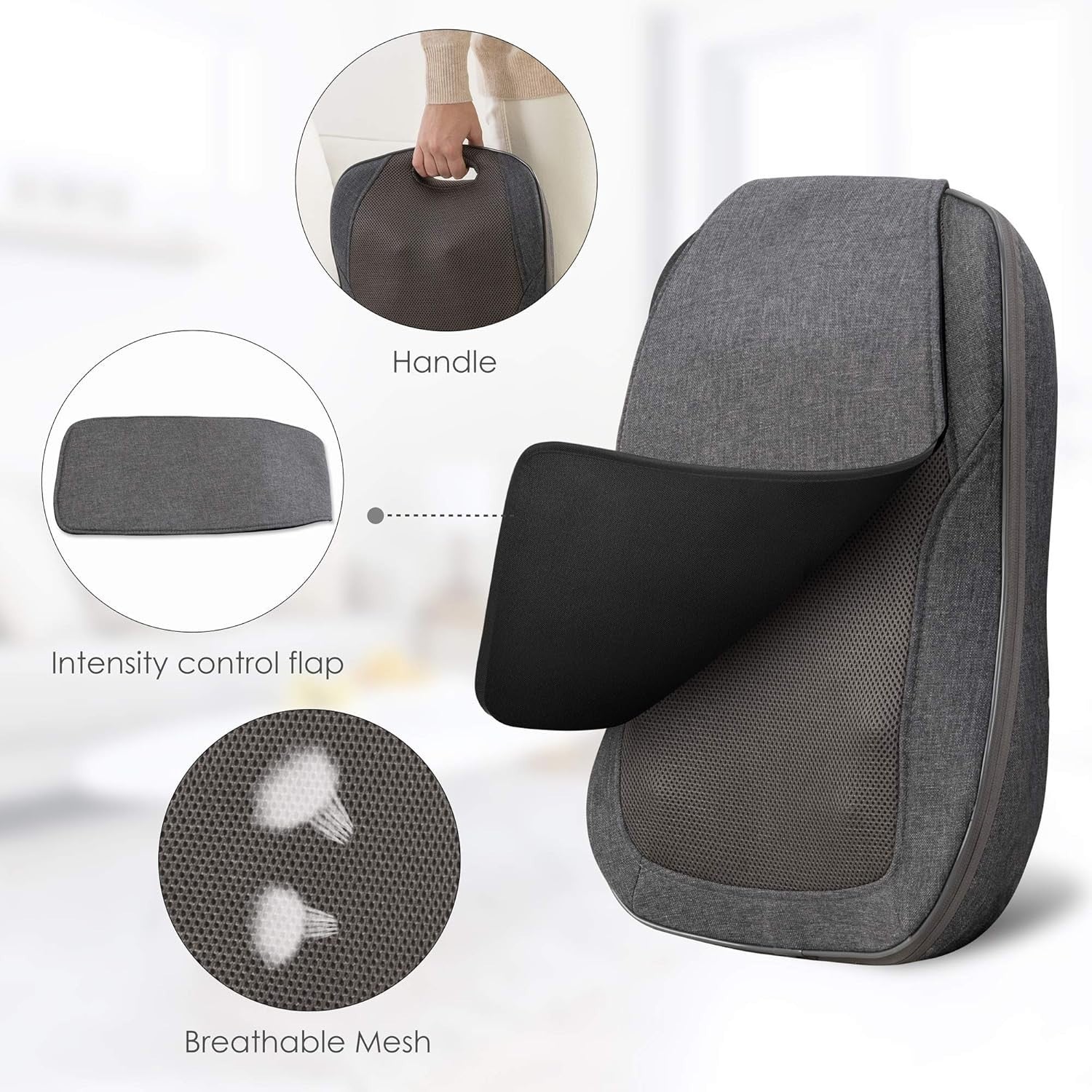 Shiatsu Lower Back Massager Heat 12-Node Kneading Portable Chair Cushion
