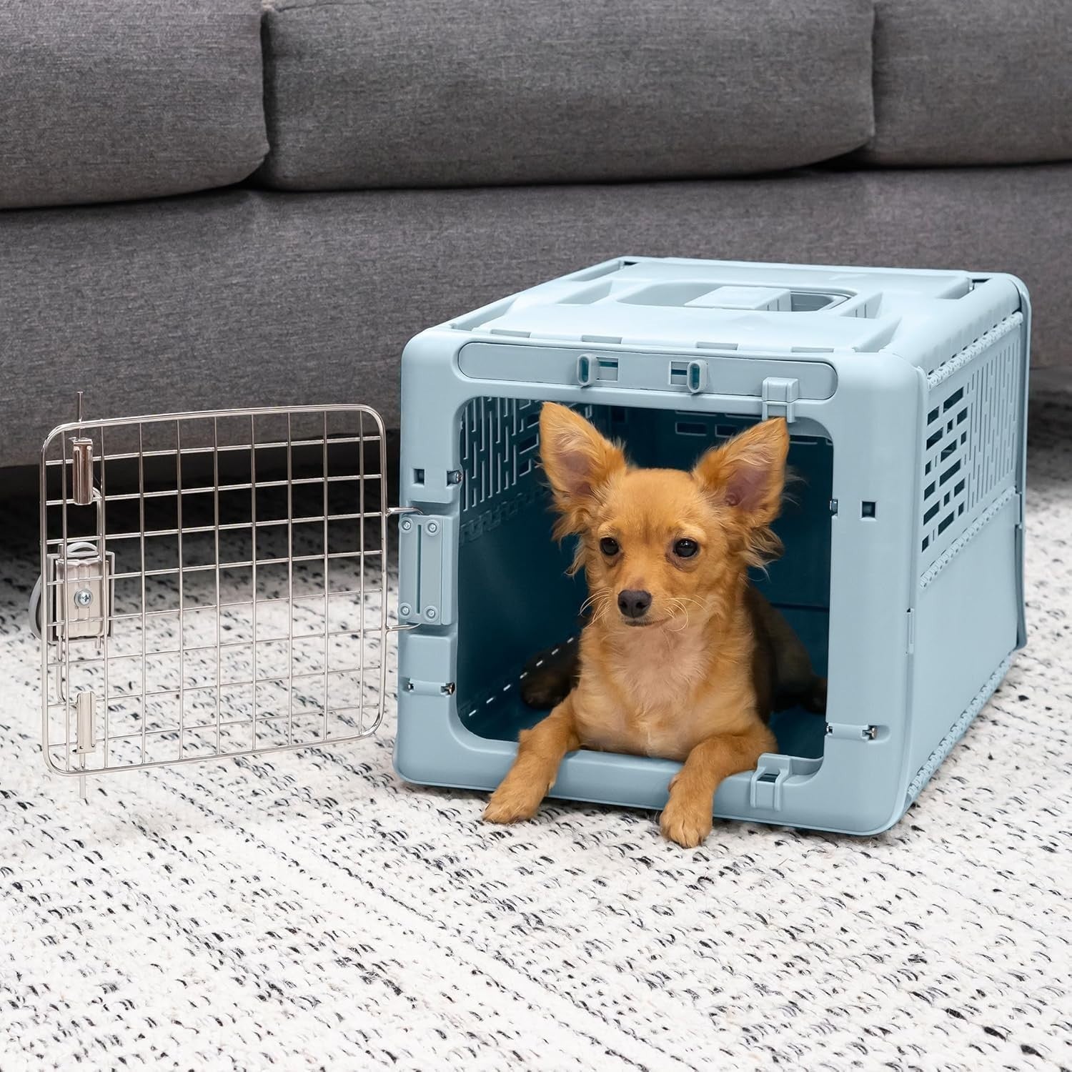 Small Collapsible Pet Kennel 19" Lightweight Portable Crate with Locking Metal