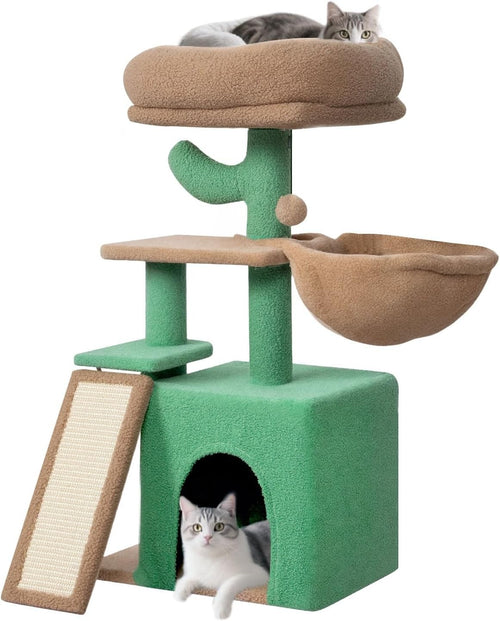Cat Tree Tower 80cm Multi Level with Condo Hammock Scratcher for Indoor Cats