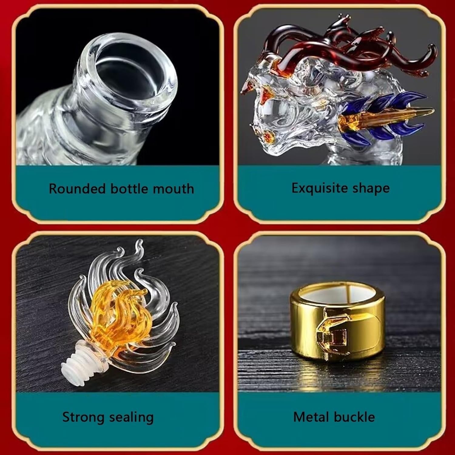 1000ml Dragon Whiskey Decanter – Handcrafted Glass Liquor Bottle Gift Display