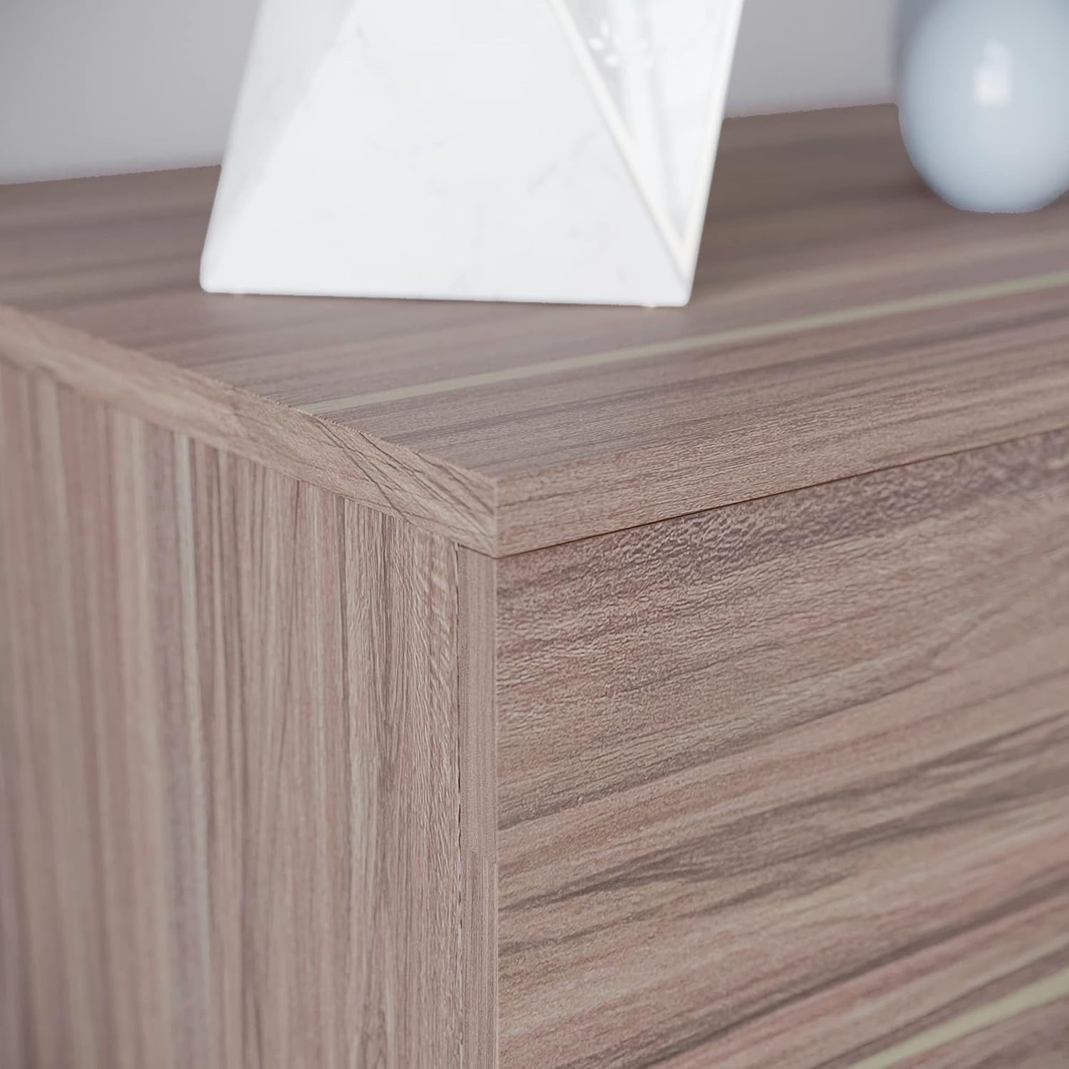 Walnut 6 Drawer Chest Bedroom Storage Unit Sliding Drawers Flatpack