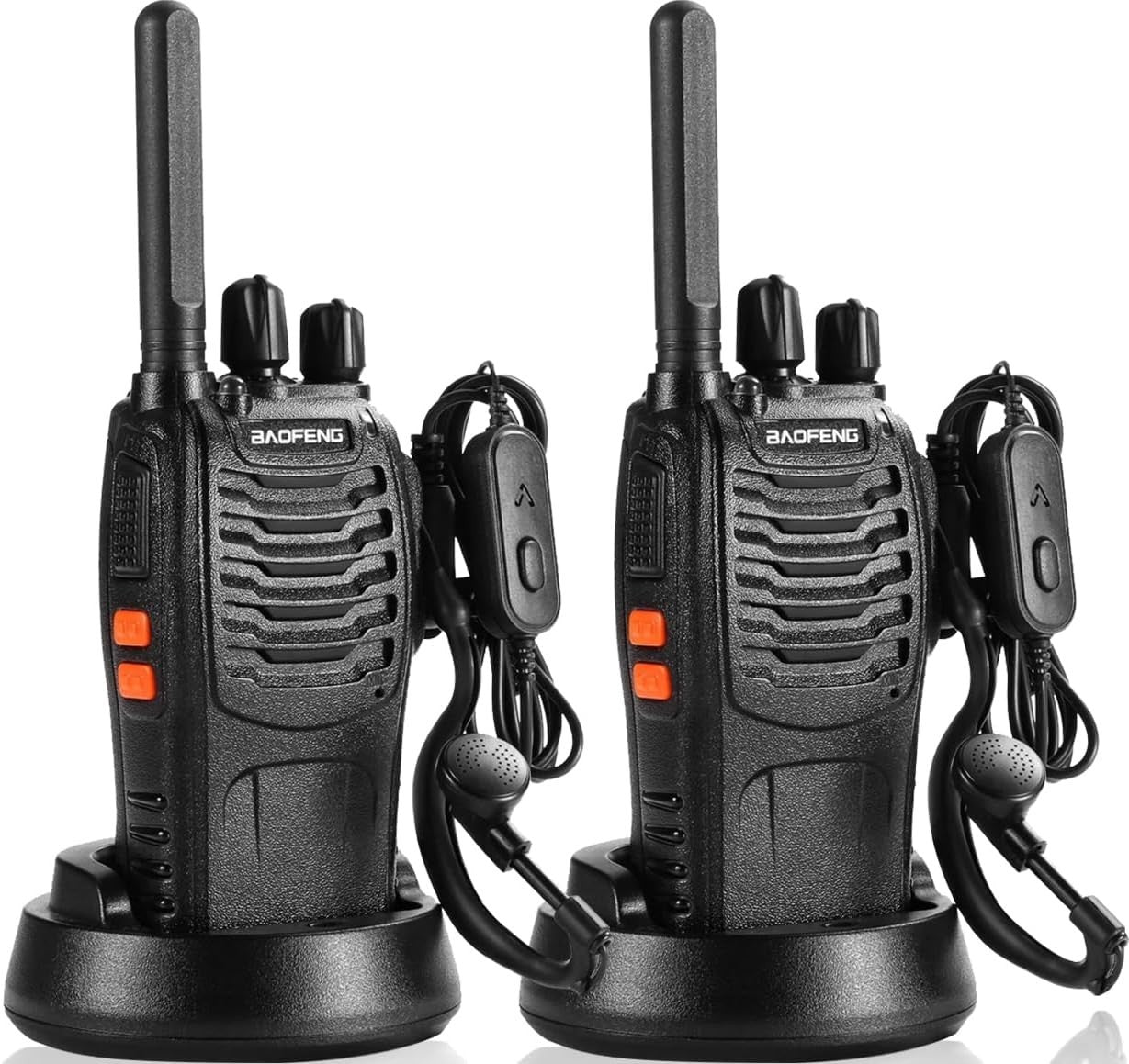 Long Range Walkie Talkies 16 Channel w Earpieces USB Charger 1 Pair