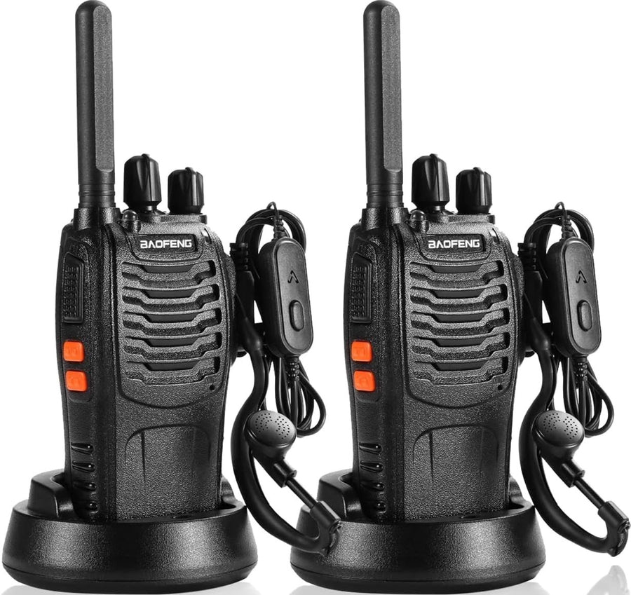 Long Range Walkie Talkies 16 Channel w Earpieces USB Charger 1 Pair