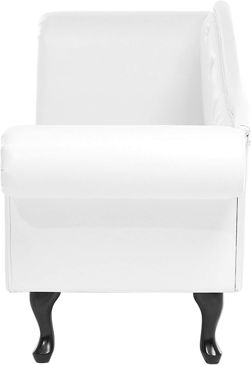 White Faux Leather Chaise Lounge Left Hand Tufted Chesterfield Sofa Seat