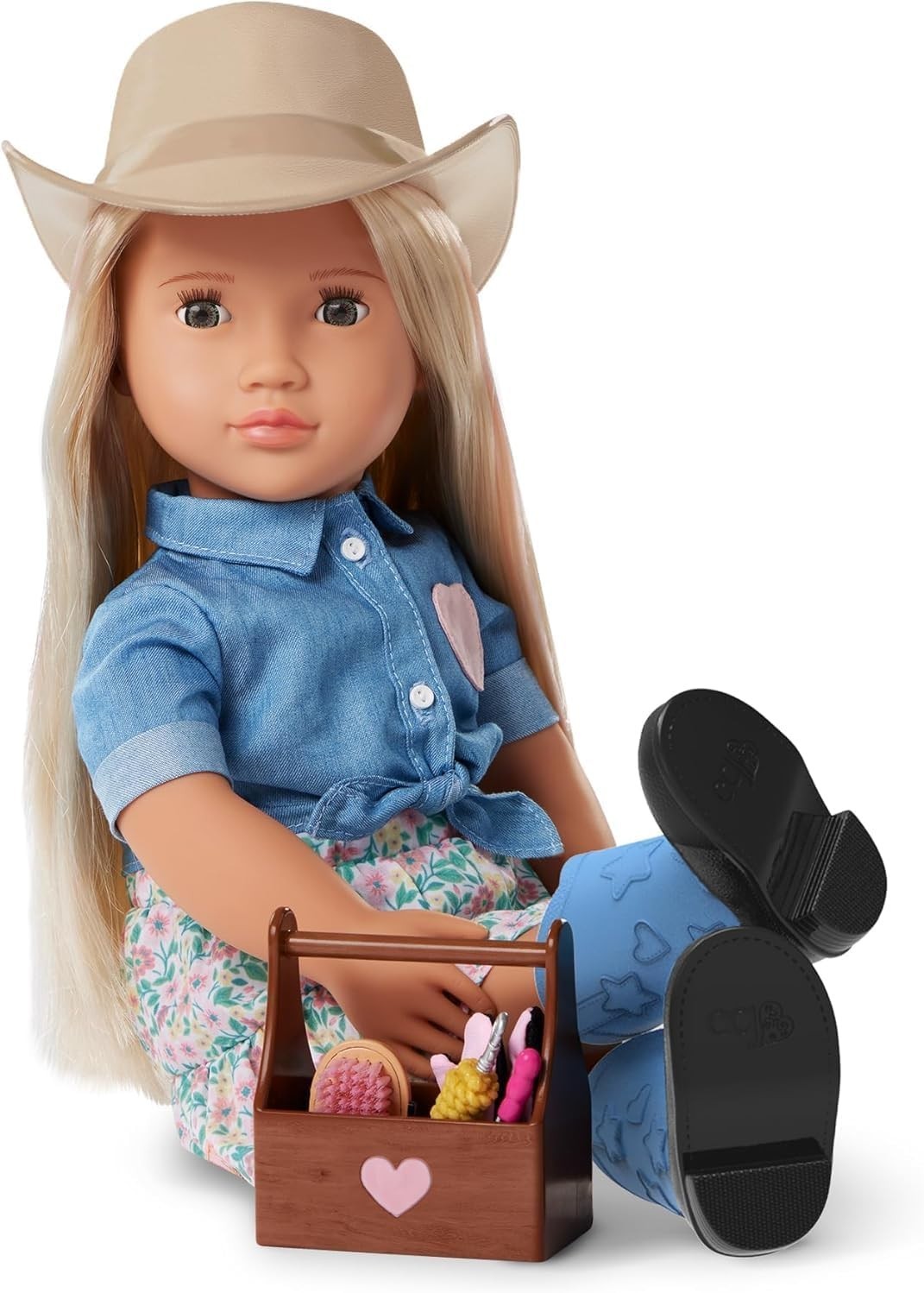 18-Inch Cowgirl Doll Hazel Eyes Blonde Hair Horse Care Accessories